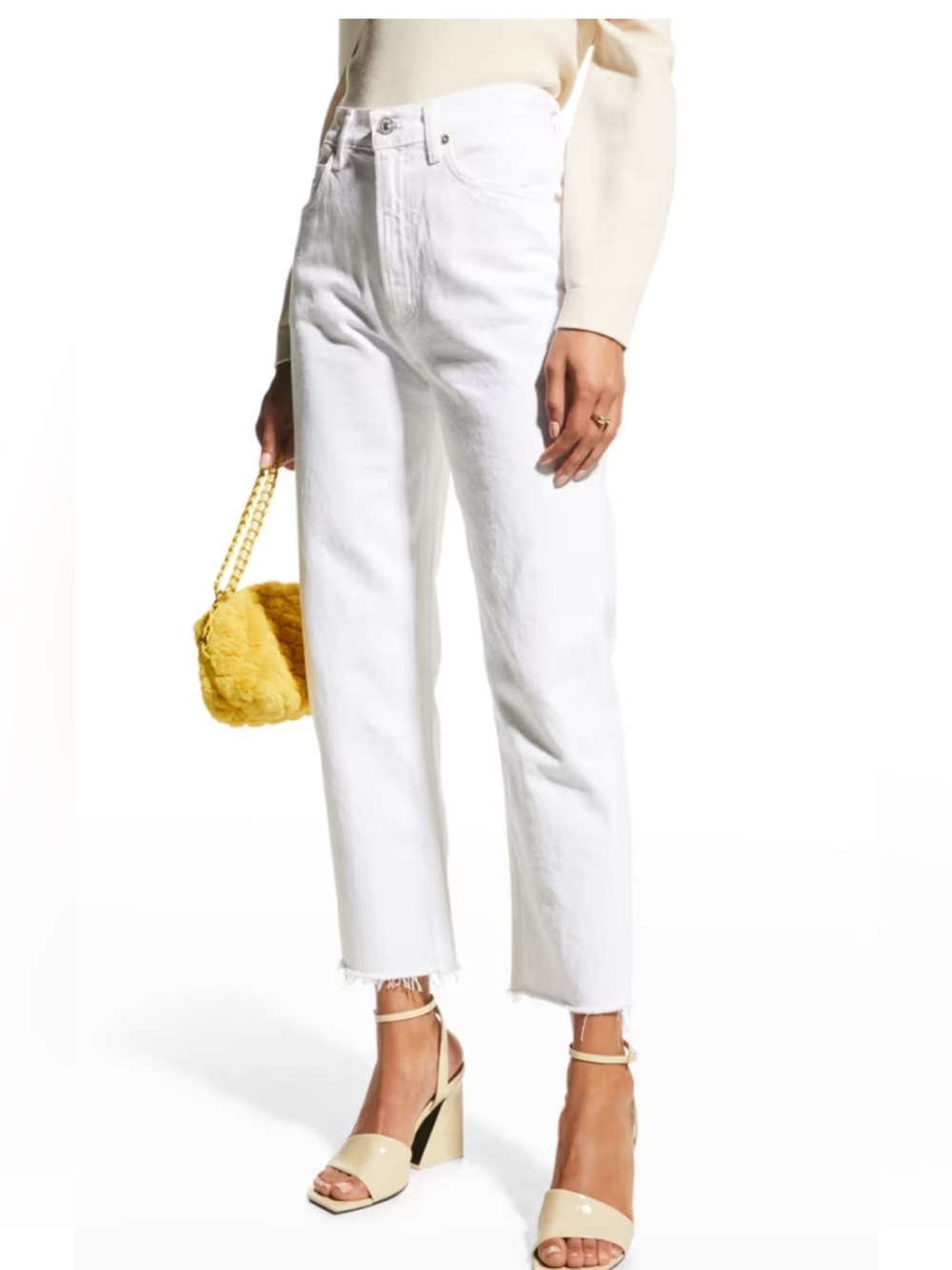 Citizens Of Humanity White Daphne Crop Straight Jeans